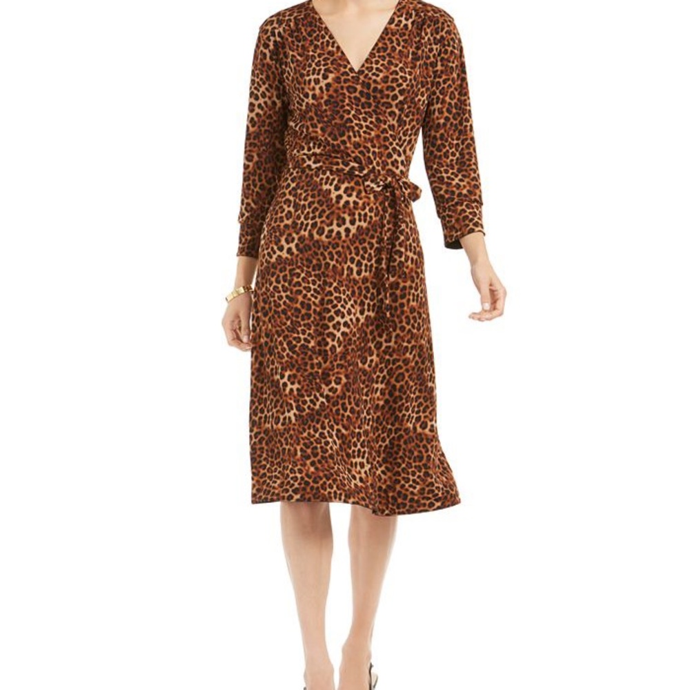 Wear Two Ways Reversible Surplice Front Faux Wrap Midi Dress with Tie Belt